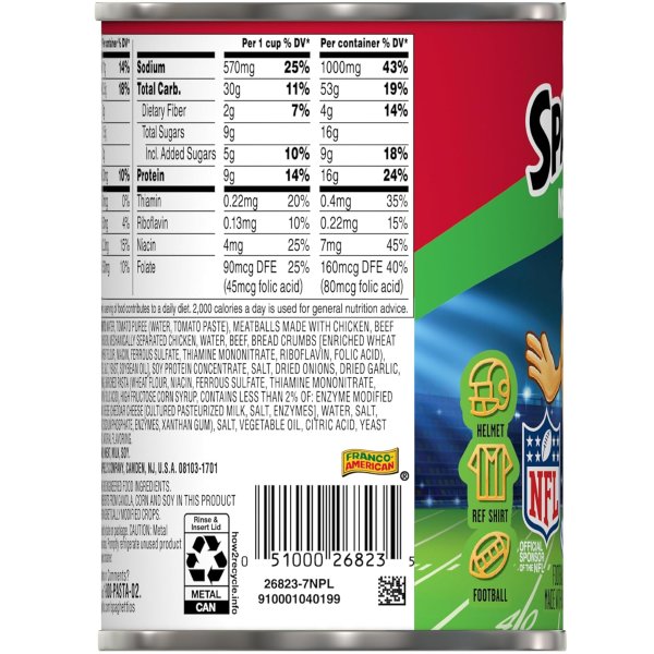 SpaghettiOs 足球造型肉丸意面 15.6盎司
