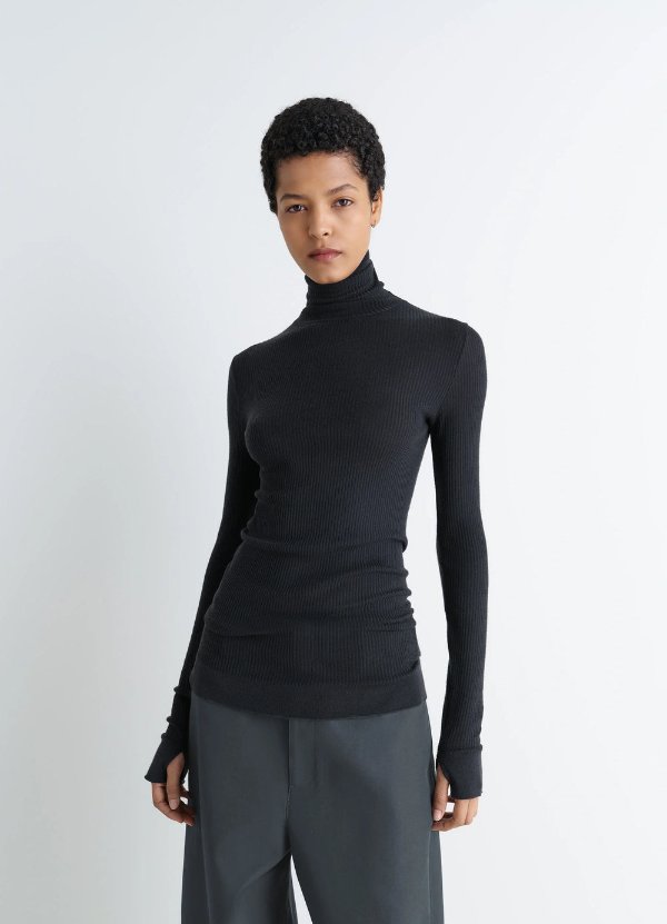 Seamless High-Neck Merino Wool Top
