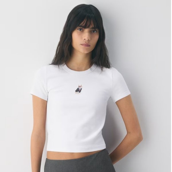 Aritzia Animal Embroidery T-Shirt Retro