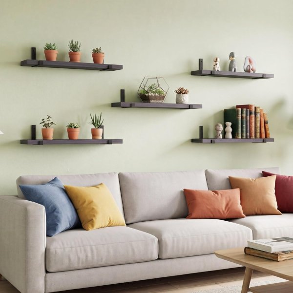 Fixwal Black Wall Mounted Shelves Set of 5