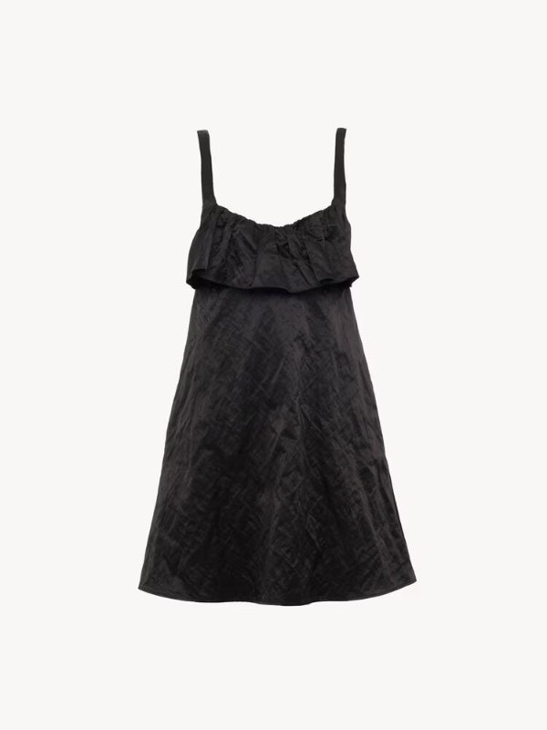 Sleeveless Mini Dress Black Satin