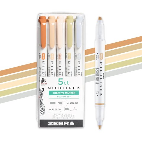 Zebra Mildliner 双头荧光笔 5支 中性复古色