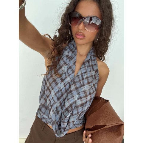Princess PollyAldana Plunge Neck Multi Check Top