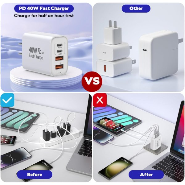 iPhone 10FT Woven USB C Cable 2-Pack 40W Fast Charging