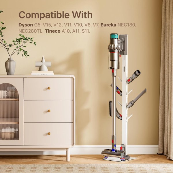PEGZONE Vacuum Stand White with 8 Storage Hooks