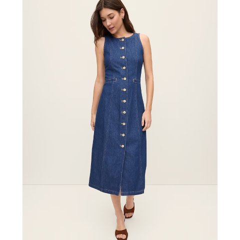 Ann TaylorDenim Flare Midi Dress