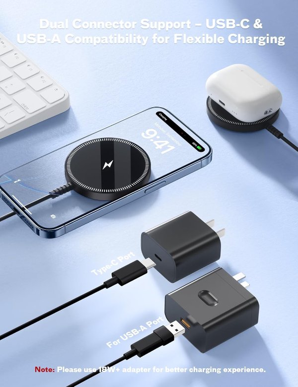 LMOYPD Magnetic Wireless Charger Charging Pad Dual Ports