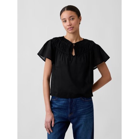 Splitneck Flutter Sleeve Top