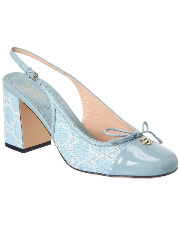 GG 76 Denim Patent Slingback Pump