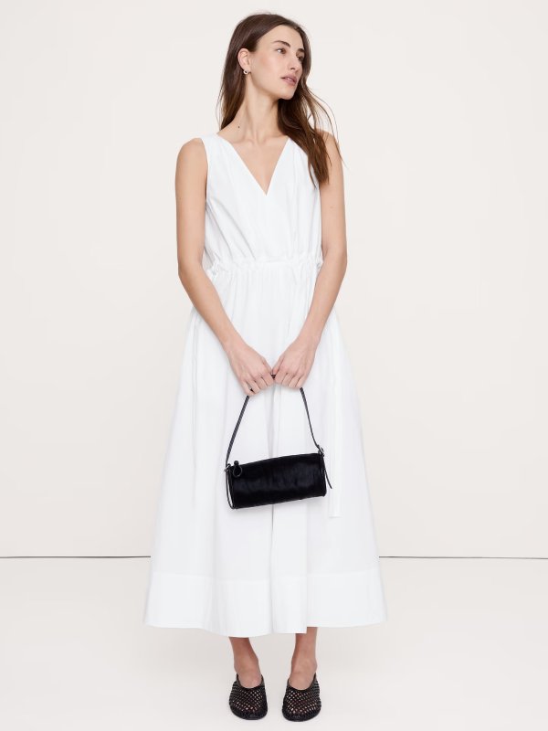 Banana Republic Twisted Shoulder Poplin Maxi Dress
