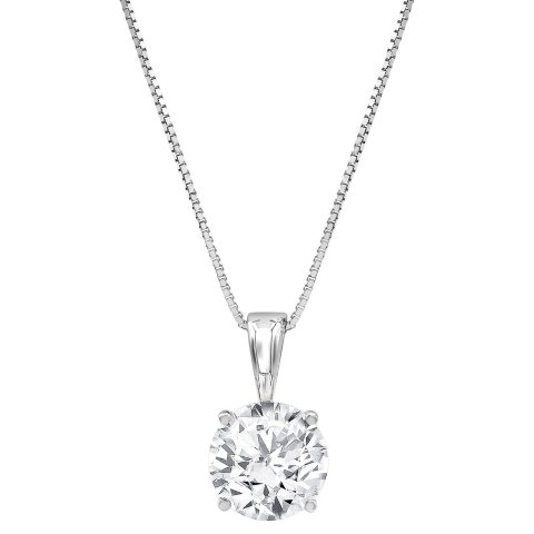 14K Lab Grown Diamond Solitaire Pendant Necklace 3 Carat