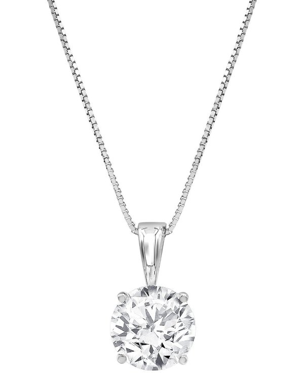 14K Lab Grown Diamond Solitaire Pendant Necklace 3 Carat