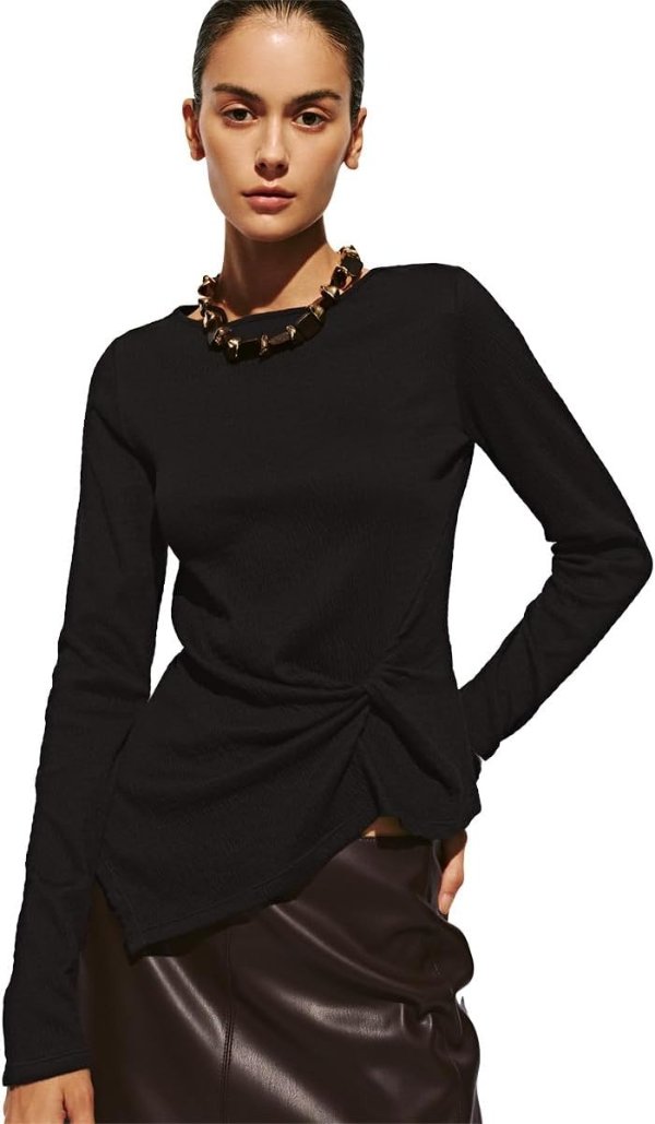 Women’s Long Sleeve Asymmetrical Fitted Top