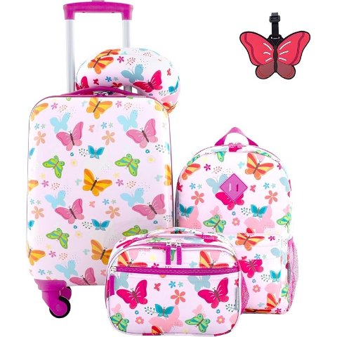 Travelers Club Kids Luggage Set 5 Piece Butterfly