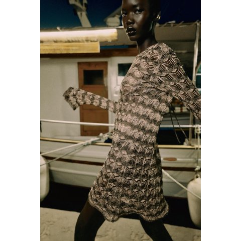 ZaraMetallic Thread Open-Knit Dress