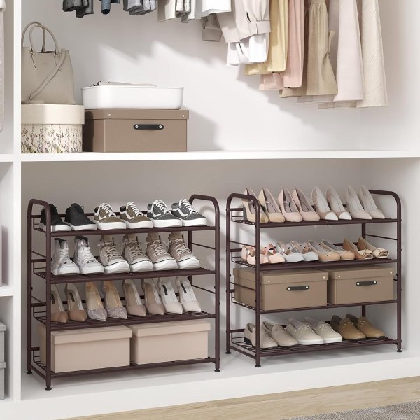 4-Tier Metal Shoe Rack Bronze