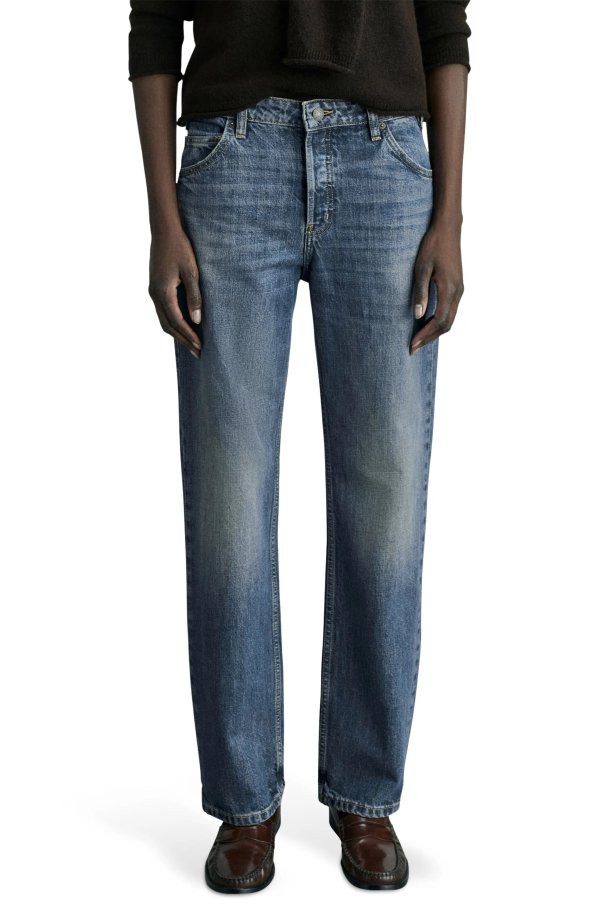 Mid Rise Straight Leg Jeans Women