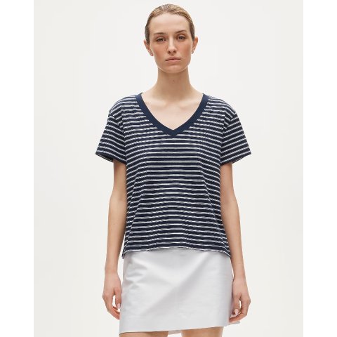 New vintage jersey relaxed V-neck T-shirt in stripe