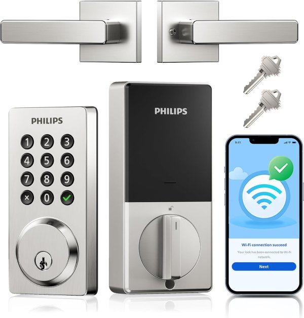 WiFi Smart Door Lock with Handle IP54 Waterproof