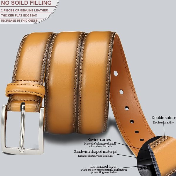 DOOPAI Men's Genuine Leather Black Belt