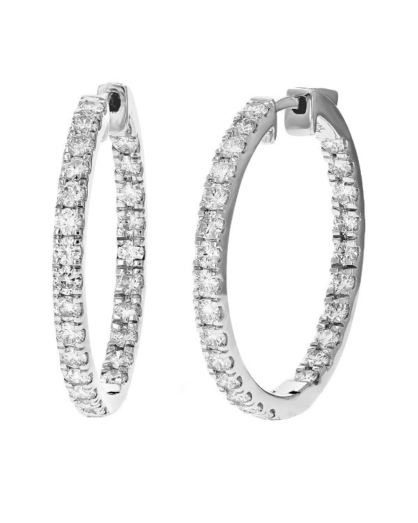 Silver Lab-Grown Diamond Hoop Earrings 0.75 ct