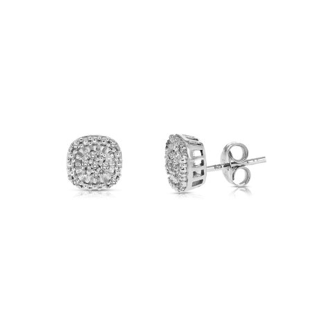 Silver Diamond Stud Earrings 0.10 ct