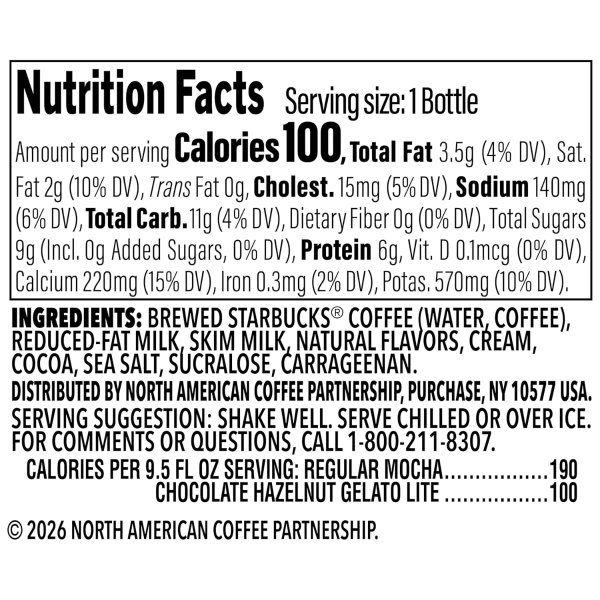 Frappuccino Lite Chocolate Hazelnut 9.5oz 12-Pack