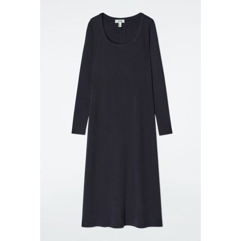 Slim Ribbed Jersey Dress Navy
