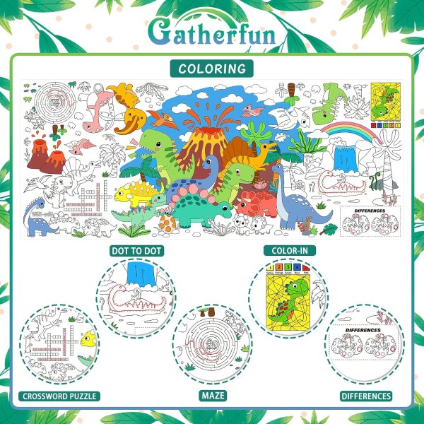 Gatherfun Dinosaur Giant Coloring Poster 31.5x72 Inches
