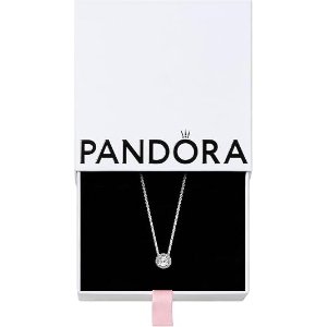 Pandora 圆形锆石吊坠项链 可调节