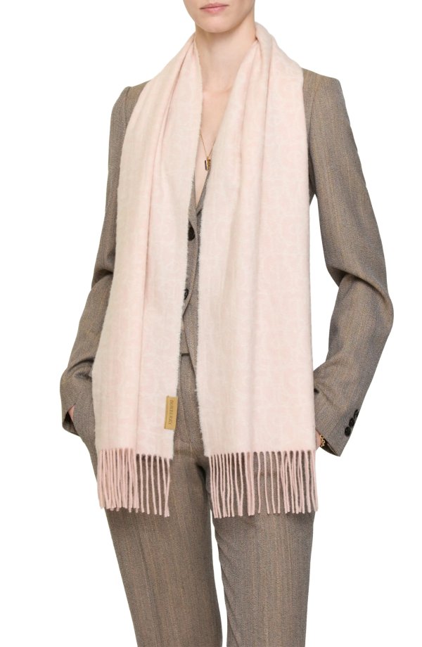 B Charm Double Face Cashmere Fringe Scarf