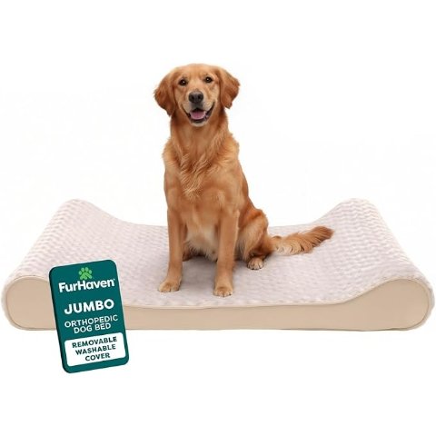 FurHaven XL犬用羔羊毛床 奶油色