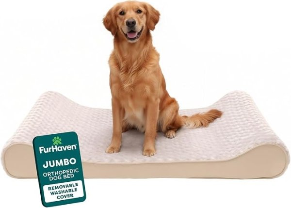 FurHaven XL犬用羔羊毛床 奶油色