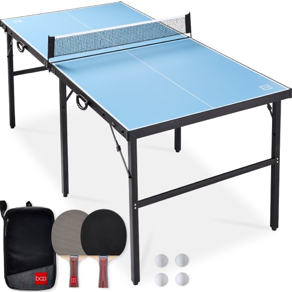 Best Choice Products 6x3 ft Folding Table Tennis Table Light Blue