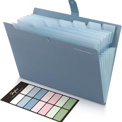 8-Pocket Expanding File Organizer Blue