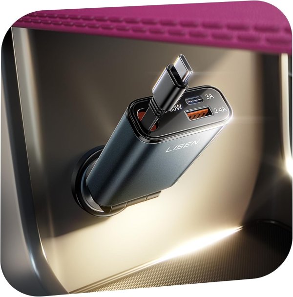 Retractable Car Charger USB-C 72W