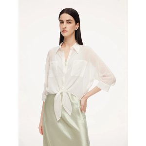 GOELIA 10MM桑蚕丝系带女衬衫
