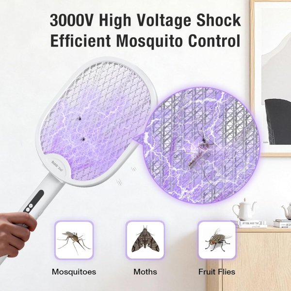 BALDR Electric Fly Swatter 2-in-1 Purple Lamp 2 Pack