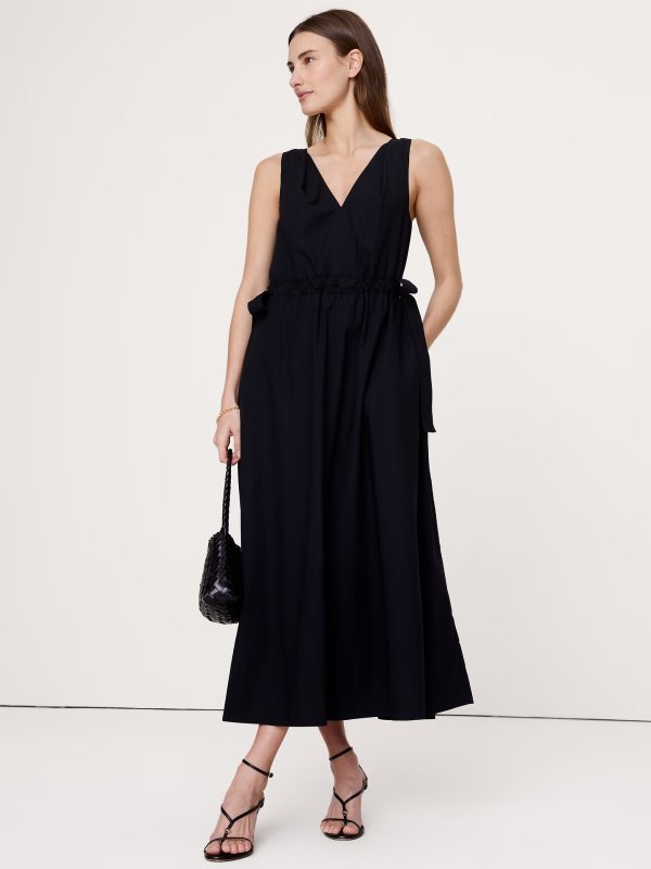 Banana Republic Twisted Shoulder Poplin Maxi Dress
