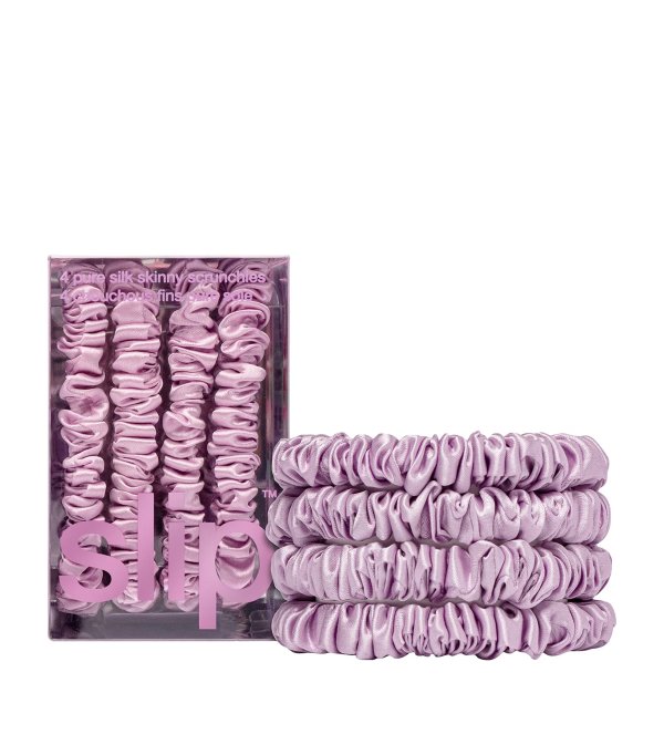  Mulberry Silk Skinny Scrunchies Set of 4