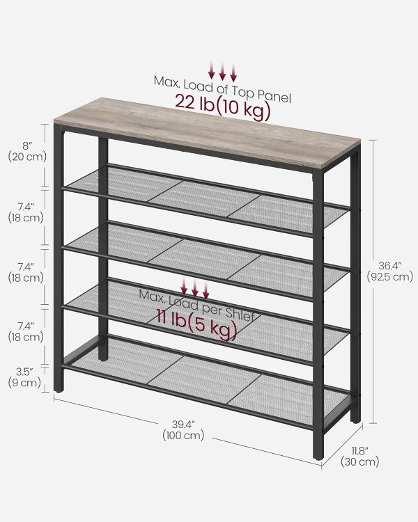 INDESTIC Shoe Rack Steel Frame 4-Tier Greige Black