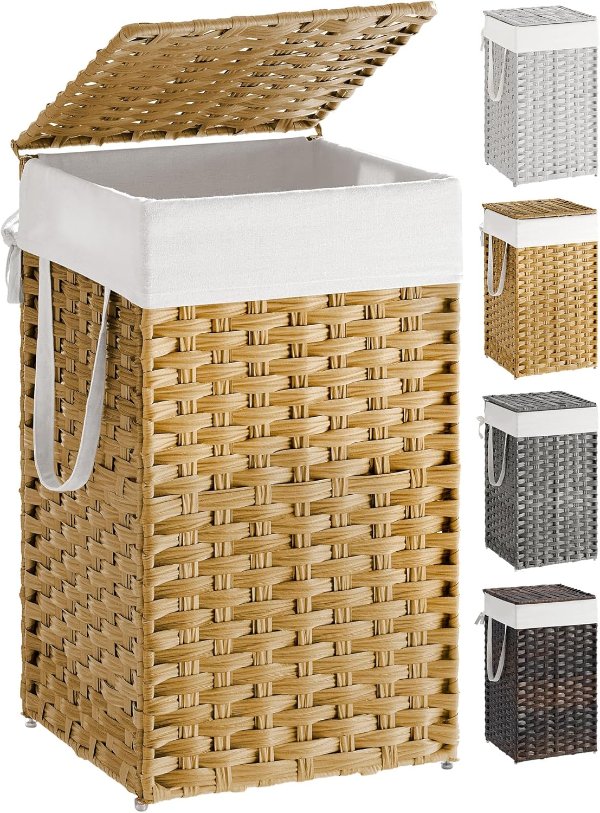 ULCB165N01 Synthetic Rattan Laundry Hamper 65L Yellow