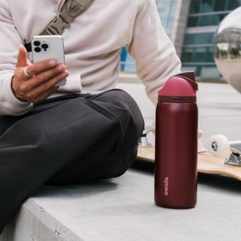 OwalaFreeSip 不锈钢吸管水瓶 946ml 黑樱桃色