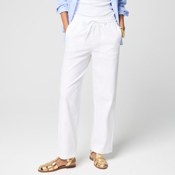 Factory Women's Linen-Blend Wide-Leg Drawstring Pant