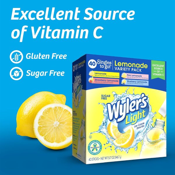Wyler's Light 便携无糖柠檬冲饮粉 40条装
