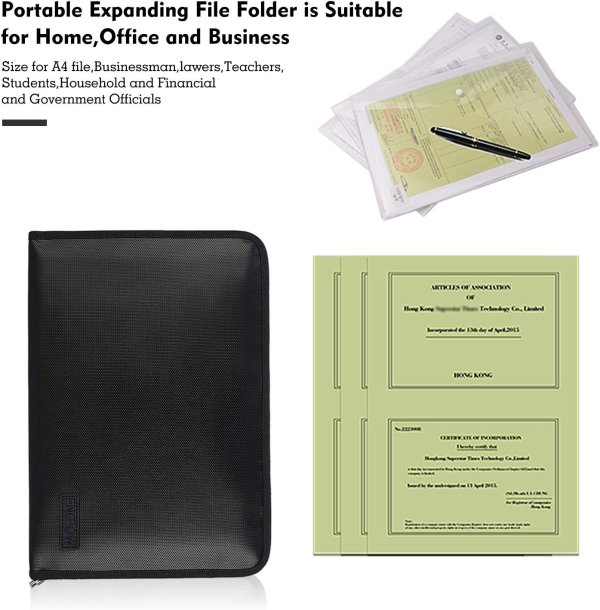 Fireproof File Folder 13 Pockets A4 Water Resistant