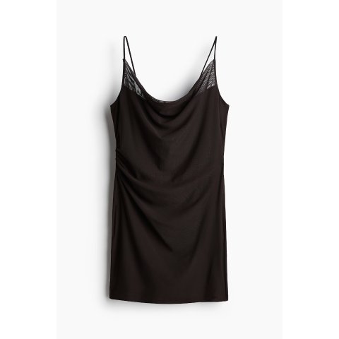 H&M 女士深棕色网纱连衣裙