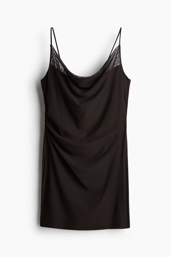  Women's Dark Brown Mesh Dress
