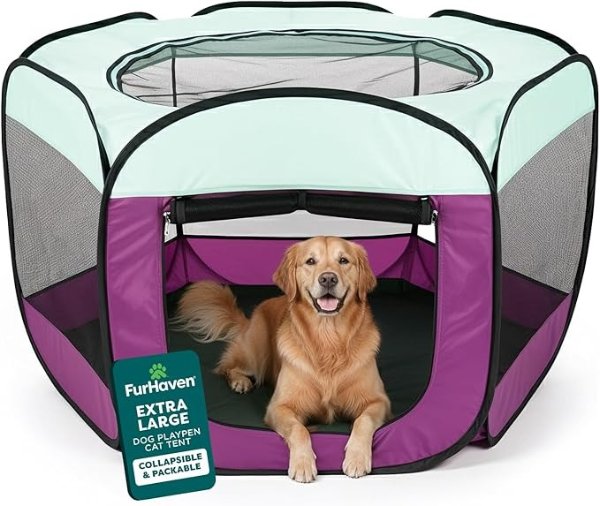 FurHaven Soft-Sided Pet Playpen Purple Extra Large