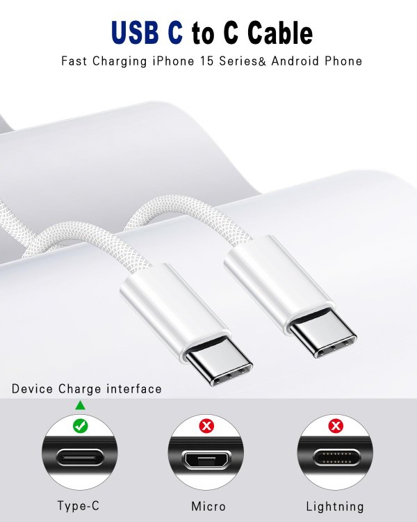 Wangmai USB C to USB C Fast Charging Cable 6FT 2-Pack